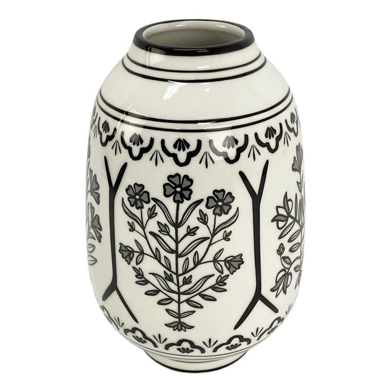 Black & White Geometric Design Vase, 10" | At Home