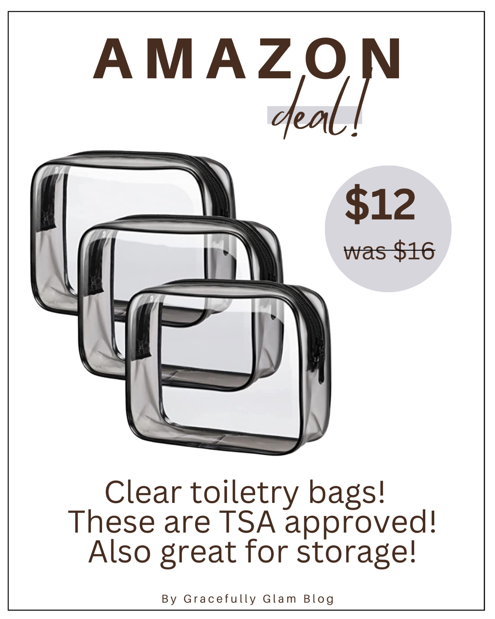 PACKISM Clear Toiletry Bag - 3 Pack TSA Approved Toiletry Bag