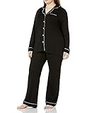 Cosabella Women's Plus Size Bella Long Sleeve Top and Pant Pajama Set, Black/Ivory, 1X | Amazon (US)