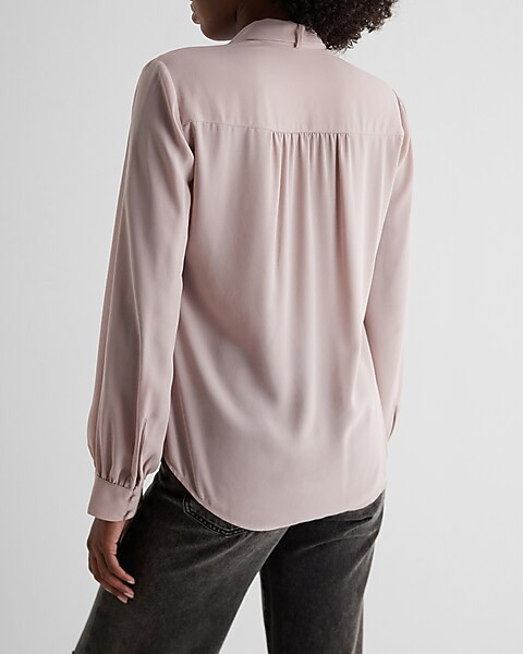 Tie Neck Slim Portofino Shirt | Express