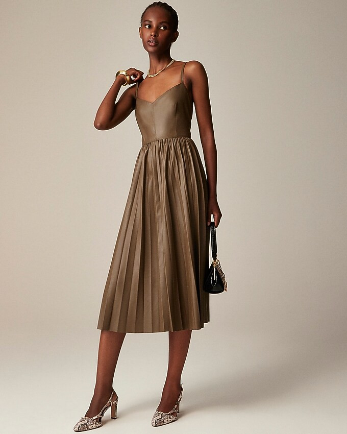 Collection pleated dress in faux leather | J. Crew US