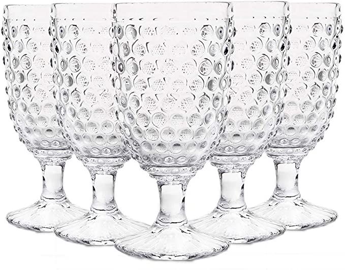Hobnail Iced Tea Beverage Goblets 13 oz. set of 6 Premiun Glass Set for Wine Soda Juice Water Per... | Amazon (US)
