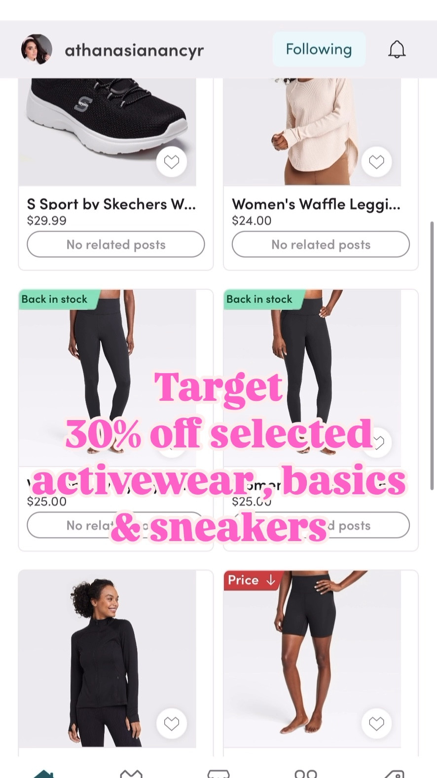 30% off selected workout clothes , basics & sneakers 


#LTKFindsUnder50 #LTKSaleAlert #LTKSeasonal