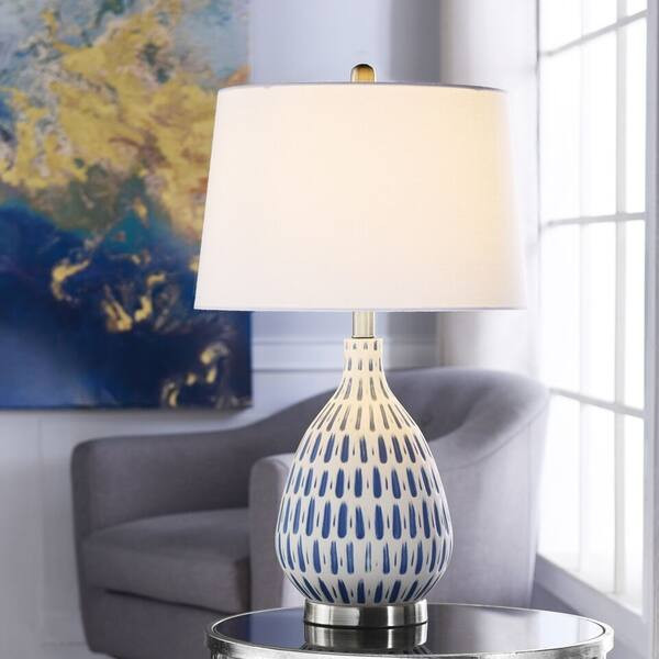 StyleCraft Marissa Off-White and Blue Table Lamp - Off White Shade - Overstock - 23576916 | Bed Bath & Beyond