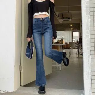 High-Waist Bell-Bottom Jeans | YesStyle Global