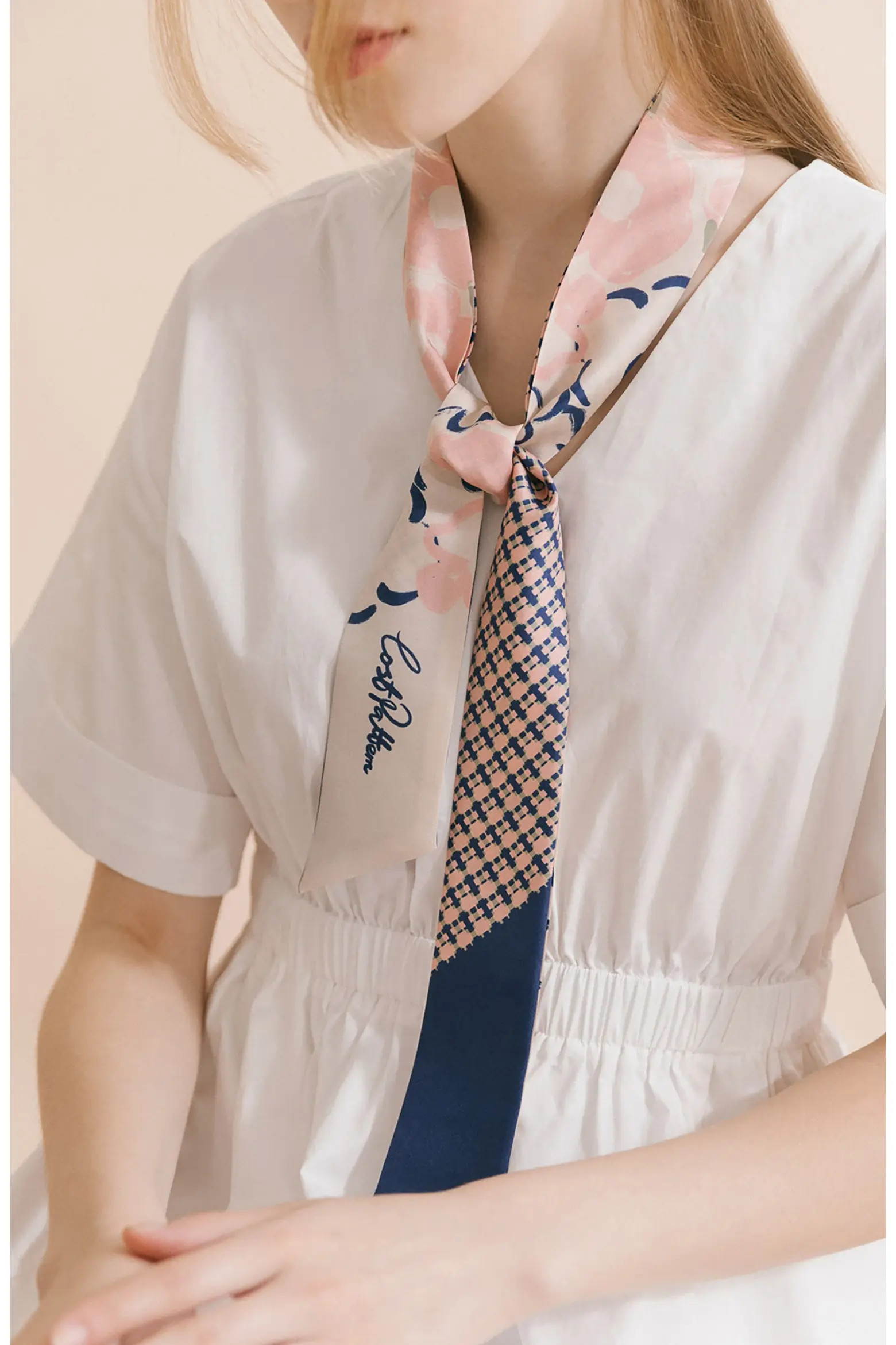 Lost Pattern Floral Houndstooth Skinny Silk Scarf (Women) | Nordstrom | Nordstrom