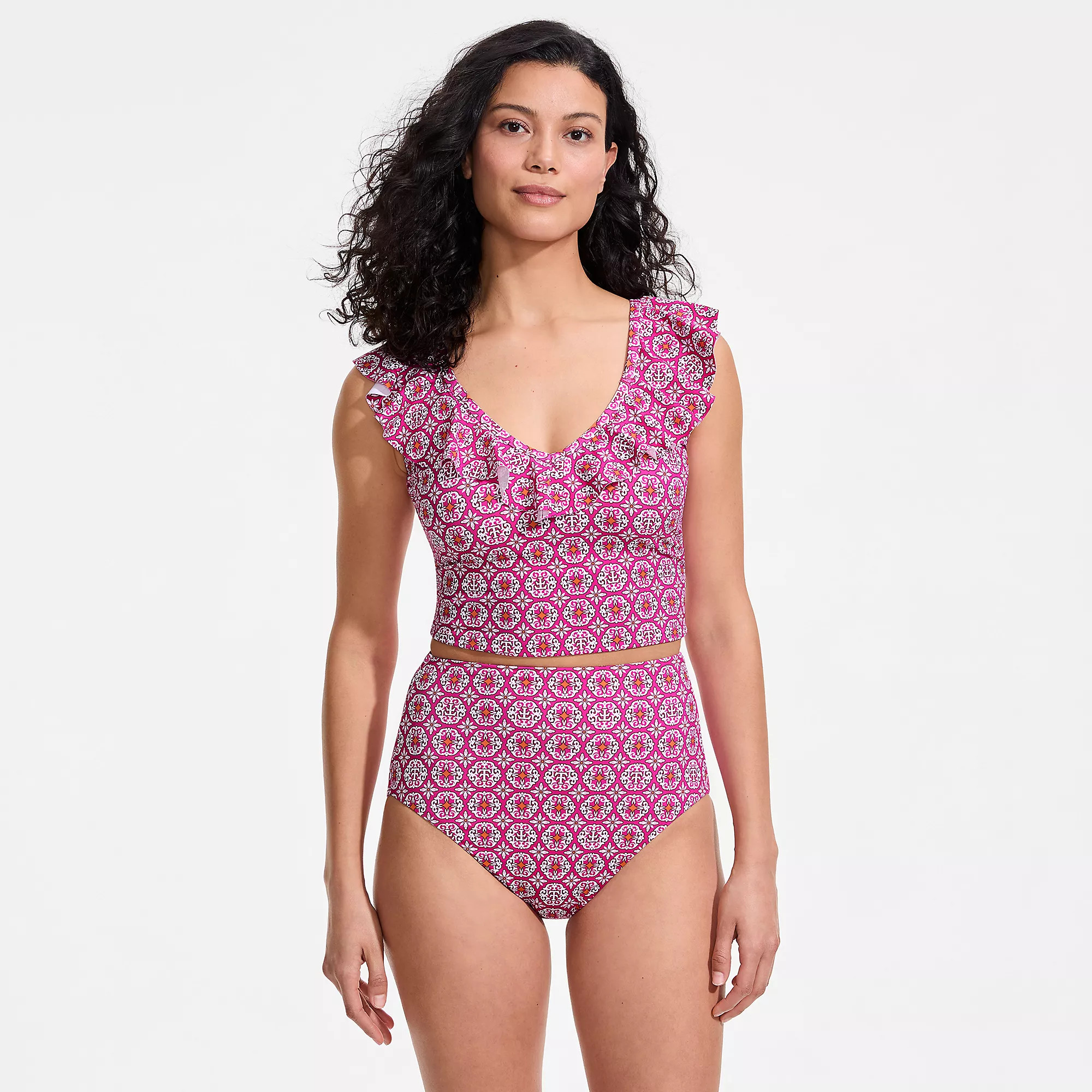 Women's Mastectomy LE x T and T The Tegan Ruffle Midkini Set | Lands' End (US)