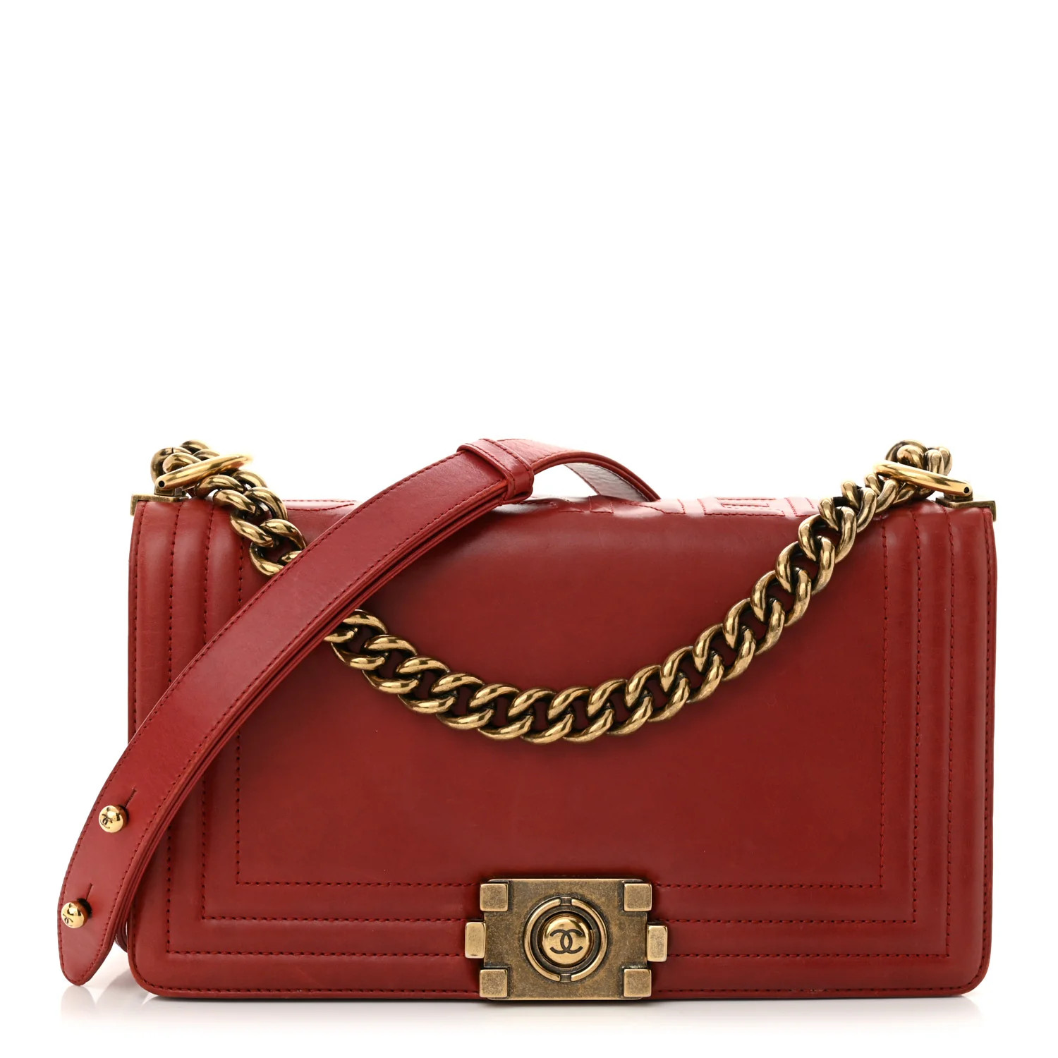 Glazed Calfskin Medium Boy Flap Red | FASHIONPHILE (US)
