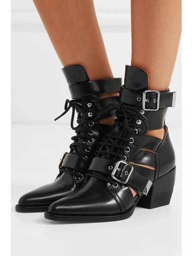 Rylee cutout glossed-leather ankle boots | NET-A-PORTER (UK & EU)