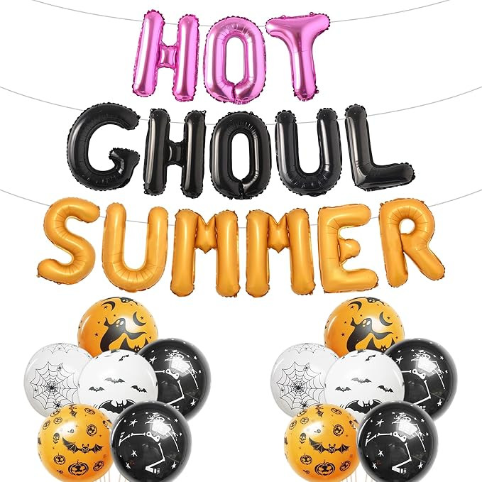 Summerween Party Decorations Balloons Banner - Hot Ghoul Summer Decoration with Foil Balloon, Sum... | Amazon (US)