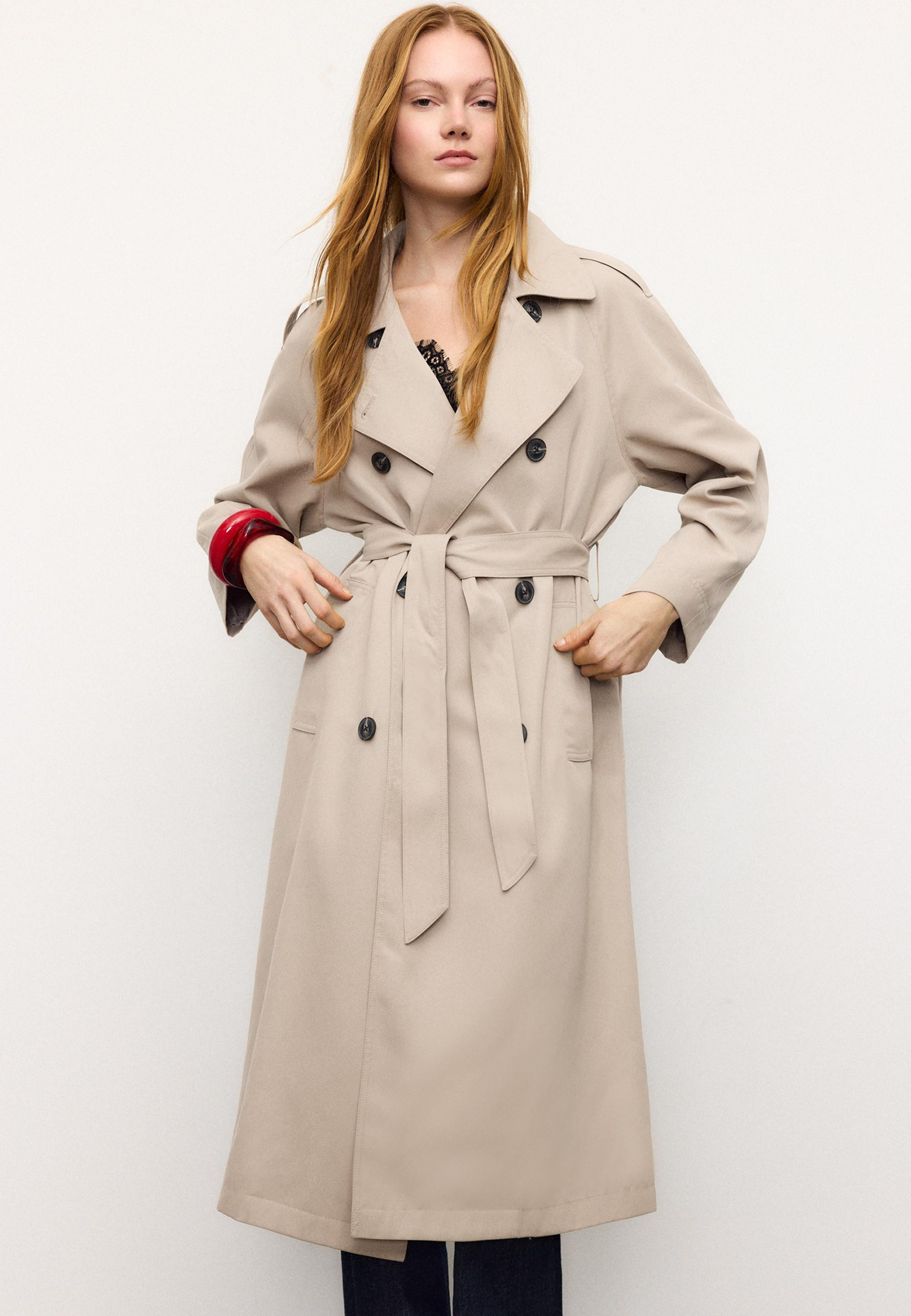 Long flowing trench coat - Women's Trench | Stradivarius United Kingdom | Stradivarius (UK)