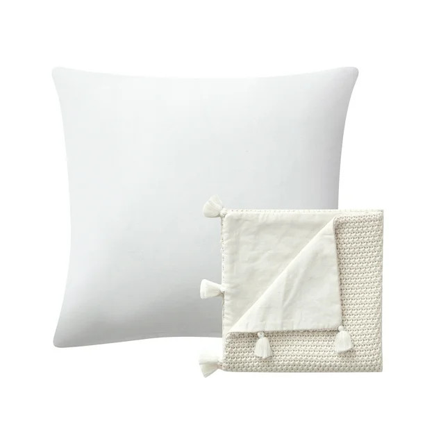 My Texas House Sophia Sweater Knit Decorative Pillow Cover, 20" x 20", Ivory | Walmart (US)