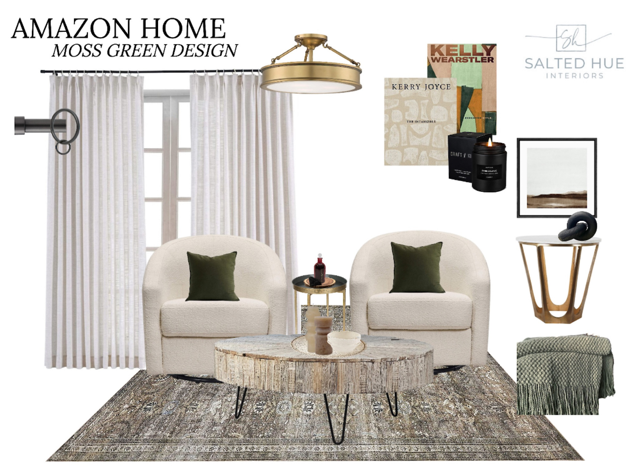 Mood board showing a trending color… moss green! The living room is so sophisticated. ✨

#LTKhome
