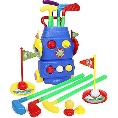 ToyVelt Toddler Golf Set - Kids Golf Clubs with 6 Balls, 4 Golf Sticks, 2 Practice Holes and a Pu... | Amazon (US)