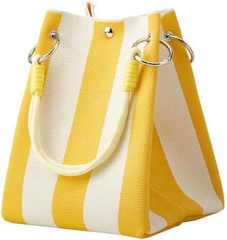 Mini Knit Tote Women Striped Crochet Bucket Handbag Small Purse Shoulder Bag Vacation Lightweight... | Amazon (US)