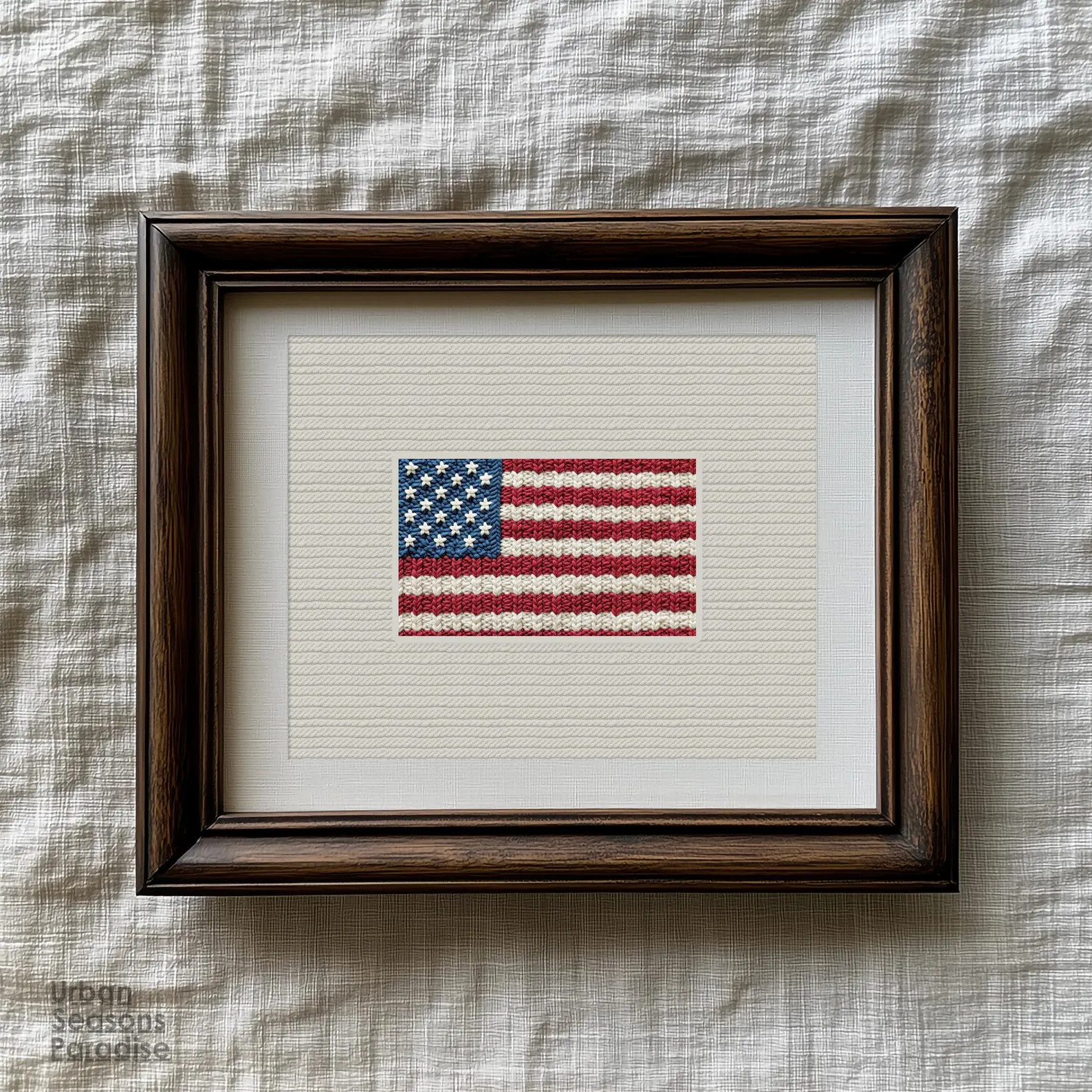 Crochet American Flag Wall Art, Vintage Patriotic Texture Print, 4th of July Farmhouse Retro West... | Etsy (US)