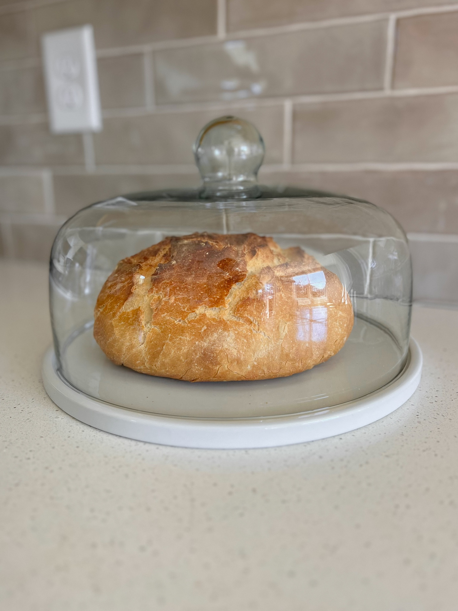 The only way to display your homemade bread 🥖 ☺️ #bread #homemadebread #cakestand 

#LTKHome #LTKFamily #LTKFindsUnder50