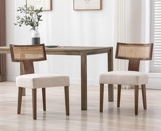 CIMOTA Upholstered Rattan Dining Chairs Set of 2 Mid Century Modern Kitchen & Dining Room Chairs ... | Amazon (US)