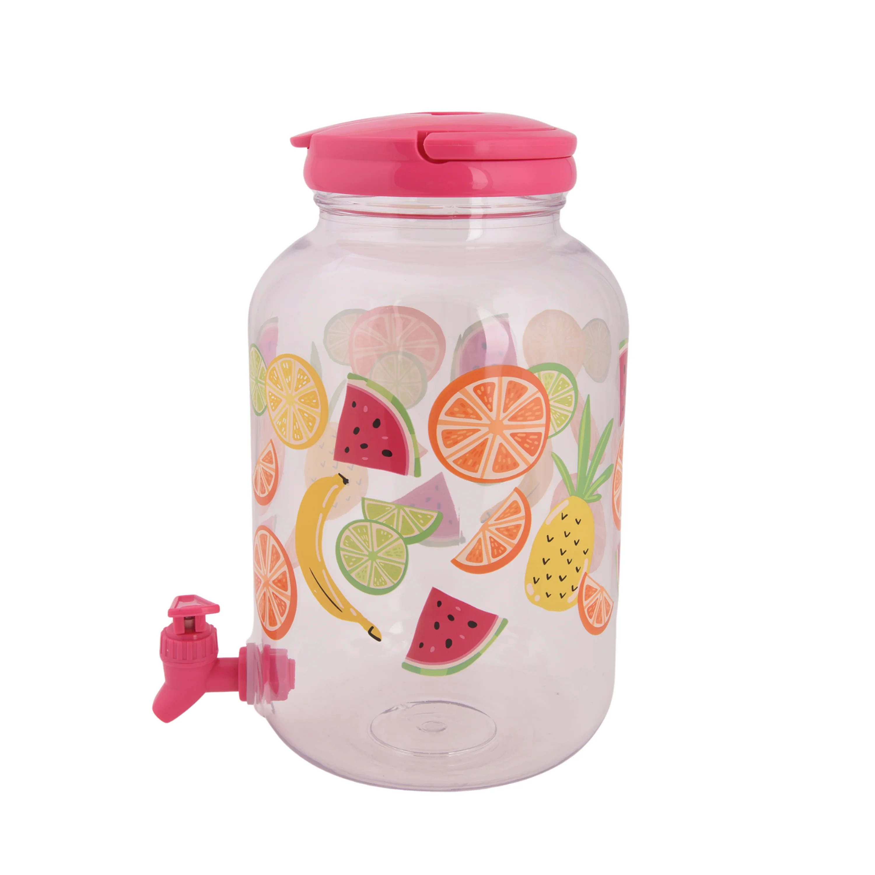Mainstays 1.2-Gallon Clear Acrylic Beverage Dispenser, Assorted Fruit Print | Walmart (US)