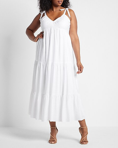 Tie Shoulder Tiered Maxi Dress | Express