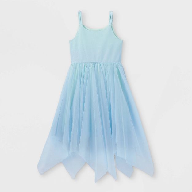 Girls' Ombre Shimmer Hankey Hem Sleeveless Dress - Cat & Jack™ Periwinkle Blue | Target