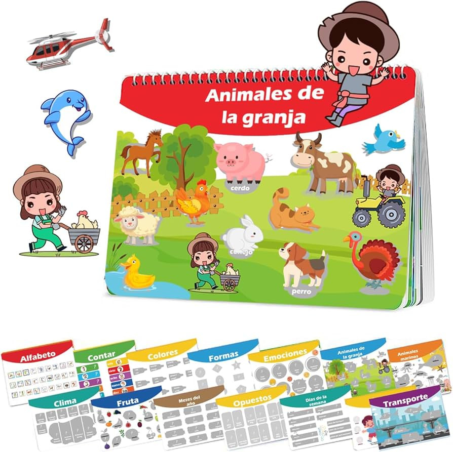 Spanish Busy Book for Kids | Montessori Toys for Toddlers | Preschool Learning Activity and Early Learning Quiet Book 14 Bilingual Themes | Amazon (US)