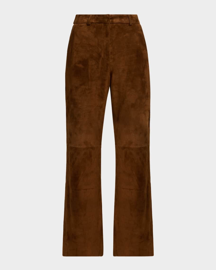 AEXAE Suede Straight-Leg Pants | Neiman Marcus