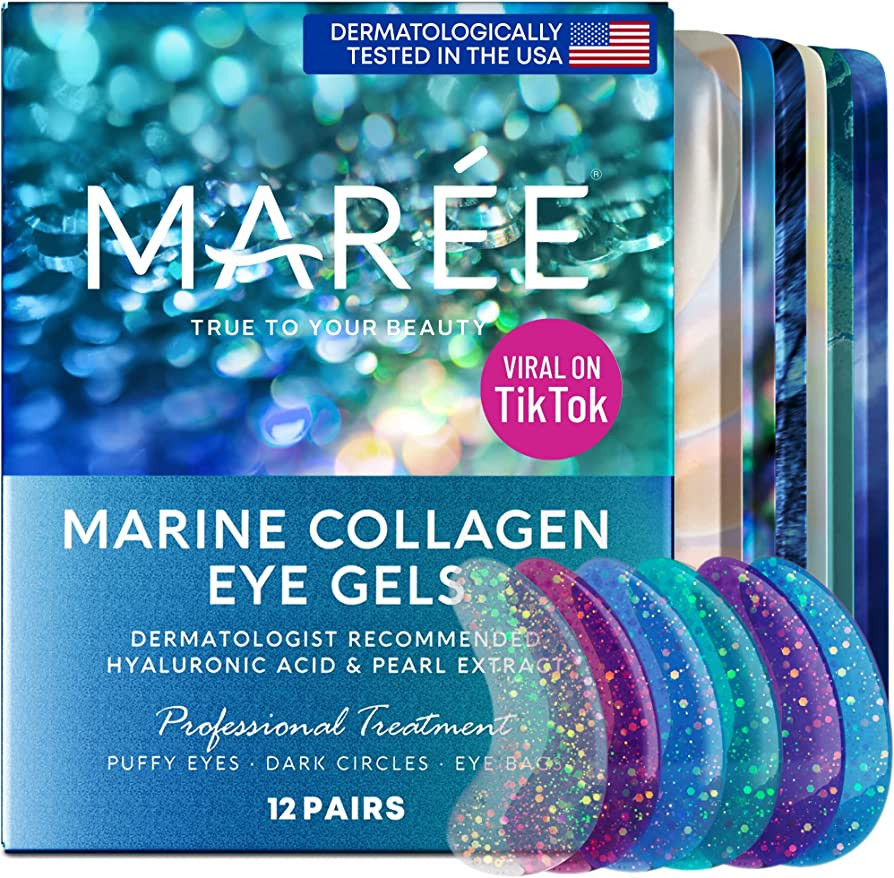 Maree Eye Gel Pads - Reduce Wrinkles, Puffy Eyes, Dark Circles, Eye Bags - Natural Marine Collage... | Amazon (US)
