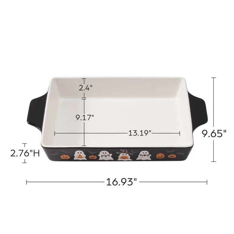 WTC 9" x 13" Ghost & Jack-O-Lantern Glazed Stoneware Bake & Serve Dish | Walmart (US)