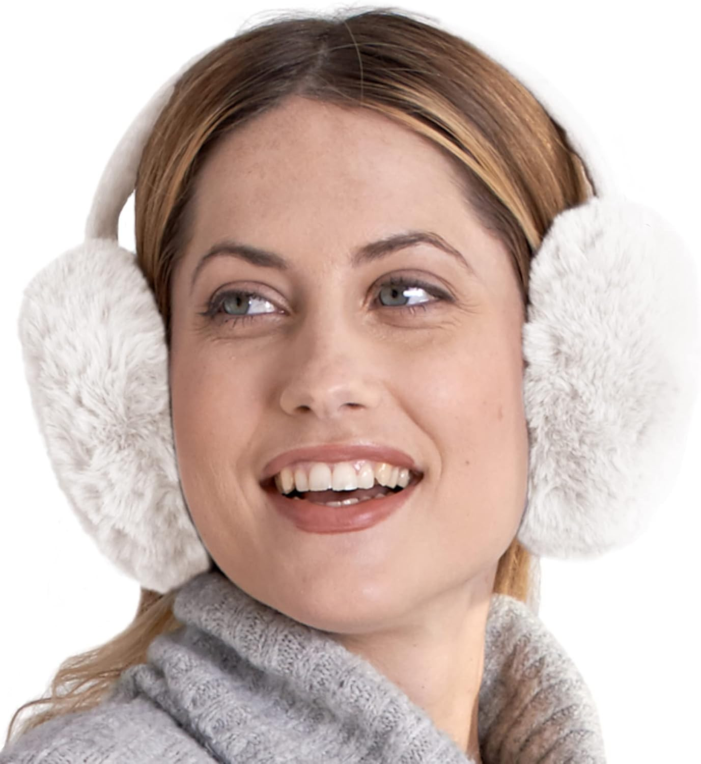 Ear Muffs for Women - Winter Ear Warmers - Soft & Warm Cable Knit Furry Fleece Foldable Earmuffs ... | Amazon (US)