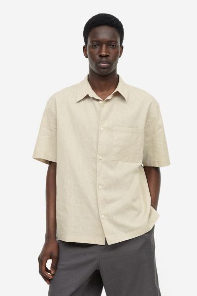 Relaxed Fit Short-sleeved Linen-blend Shirt | H&M (US + CA)