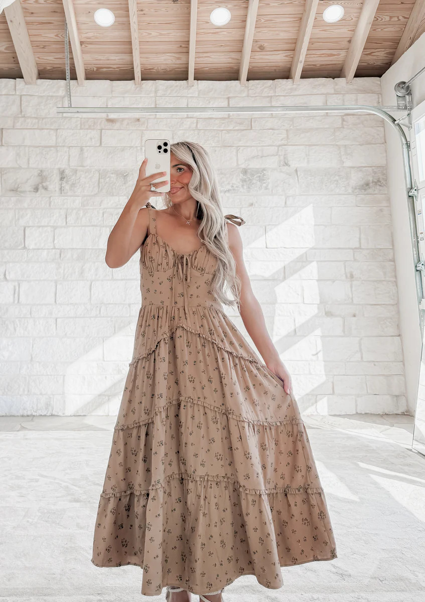 Turning The Page Rose Print Ruffled Midi Dress | CK Squared Boutique