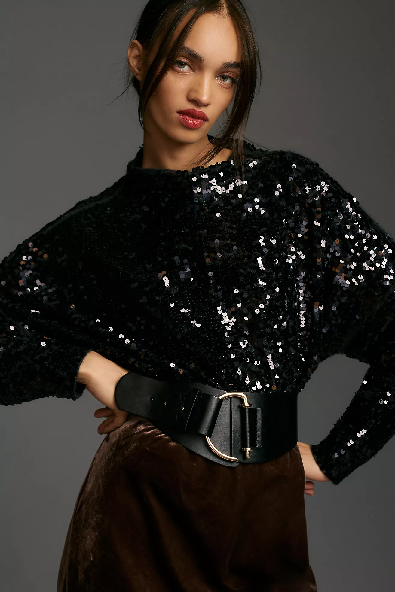 The Alani Cashmere Mock-Neck Sweater by Pilcro: Sequin Edition | Anthropologie (US)