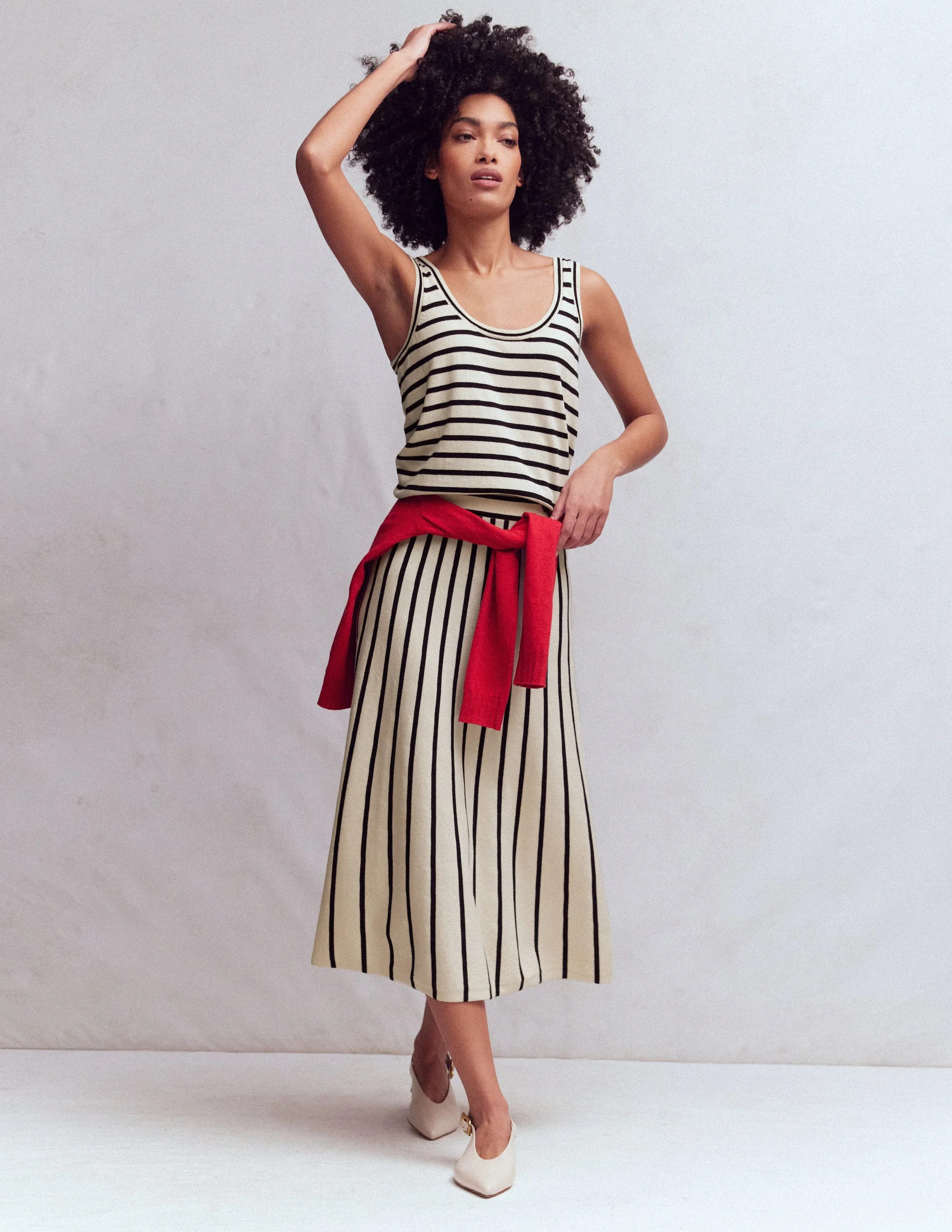 Liz Knitted Midi Skirt-Ivory Stripe | Boden (US)