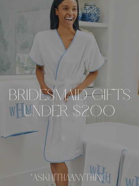 There is nothing better than this short-sleeved robe - it’s super soft, very breathable, and the monogram makes it special enough for a gift.

The Cuyana travel set is one of my go-to gifts to give - it’s timeless and beautiful and will last forever. Also can be monogrammed!

Blankets are a welcome gift, and nothing is better than something personalized or something cashmere. I own and love both of these blankets.

I also love giving books - any of these can be accompanied with a book you pick specifically for that bridesmaid, with a note inside on why you picked that book for her.

#LTKwedding #LTKGiftGuide #LTKfindsunder100