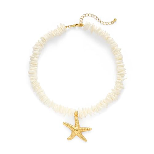 VEDAIM Puka Shell Necklace for Women Starfish Statement Pendant Necklace Boho Summer Beach Choker Necklaces | Amazon (US)