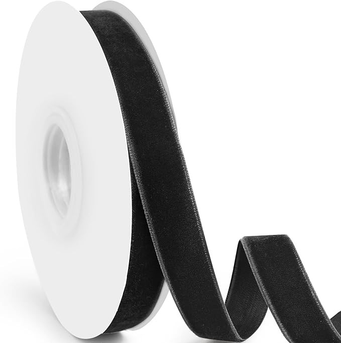 Velvet Ribbon, 5/8 Inch X 25 Yd with Spool, Black Velvet Ribbon- Ideal for Crafts, Gifts, Bows, C... | Amazon (US)