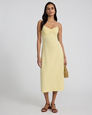 Sweetheart Sleeveless Midi Fit And Flare Sweater Dress | Express