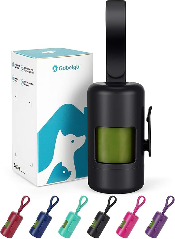 Gobeigo Dog Poop Bag Holder【Convenient Hook for Used Bags】【Silicone Strap Fits Any Leash】... | Amazon (US)