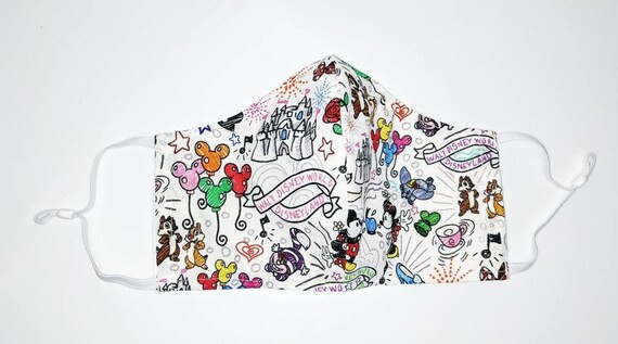 Disney Dooney Sketch Castle Mickey Inspired Fabric Face Mask | Etsy | Etsy (US)