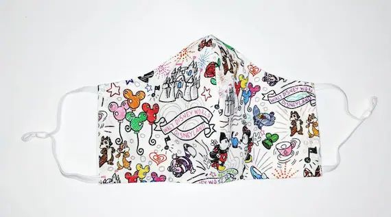 Disney Dooney Sketch Castle Mickey Inspired Fabric Face Mask | Etsy | Etsy (US)
