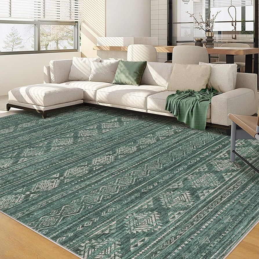 Nakagishi 8X10 Area Rugs Living Room: Washable Boho Large Neutral Modern Soft Farmhouse Green Rug... | Amazon (US)