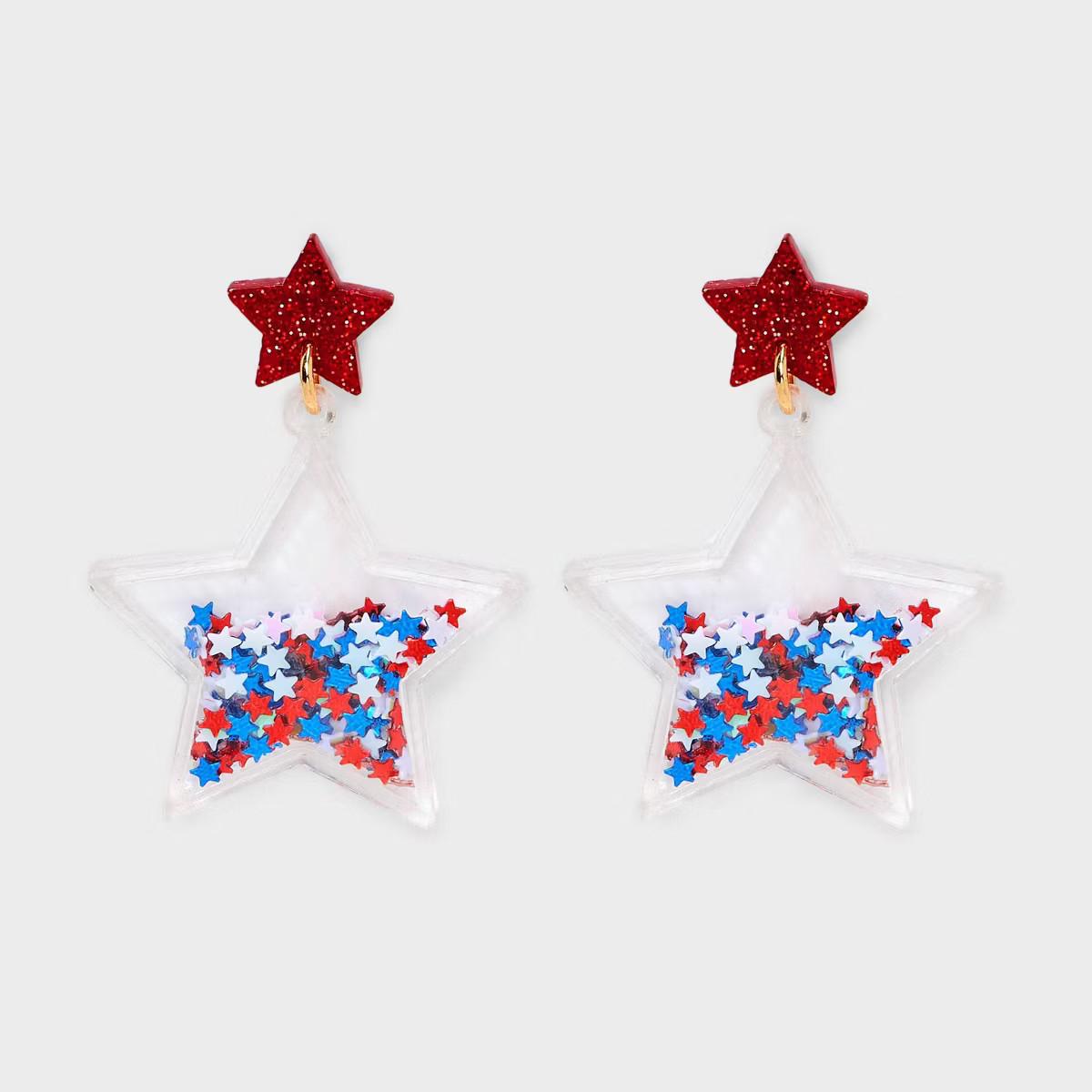 Americana Glitter Star Drop Earrings - Red/White/Blue | Target
