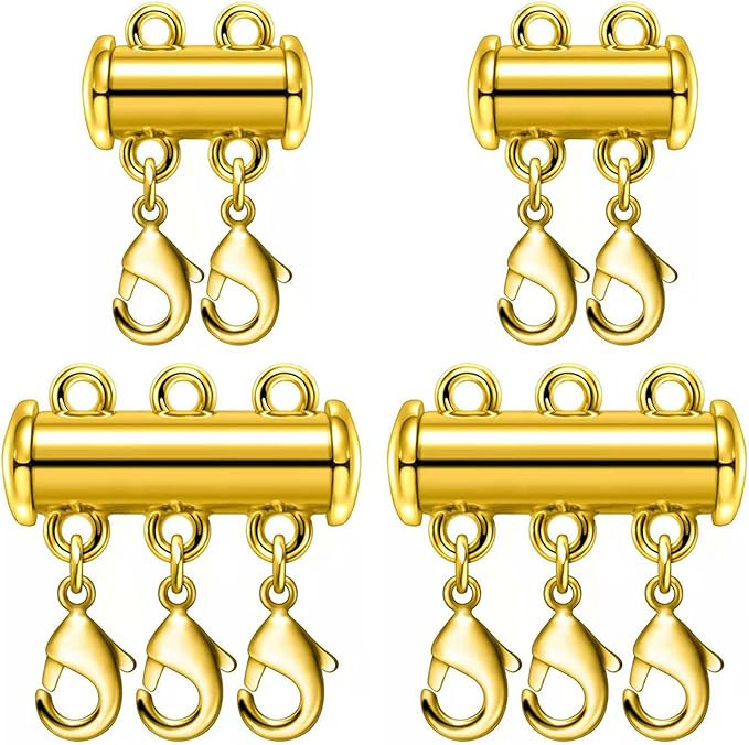 OHINGLT Necklace Layering Clasps Magnetic Slide Lock Clasp Necklace Connector Multi Strands Slide... | Amazon (US)