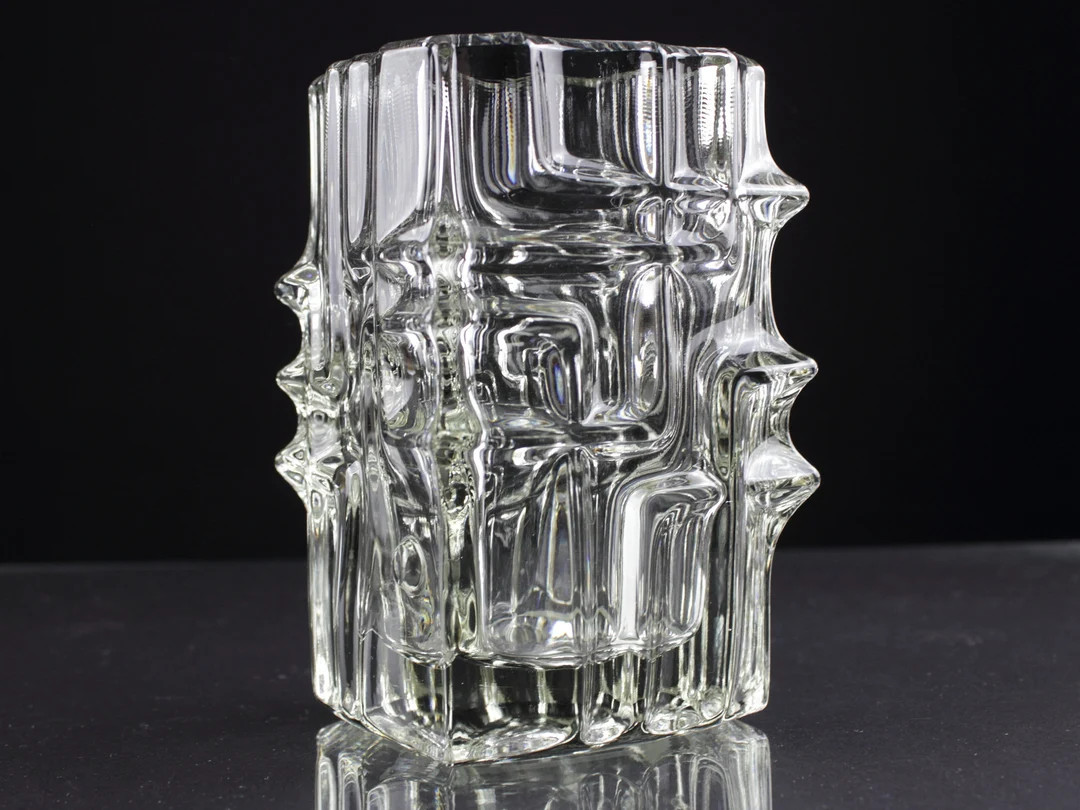 Vladislav Urban, Czech clear glass vase  for Sklo Union Rosice, 60s design glass vase, clear bloc... | Etsy (US)