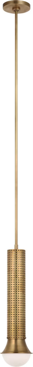 Precision Petite Elongated Pendant in Antique-Burnished Brass with White GlassVisual Comfort | Visual Comfort