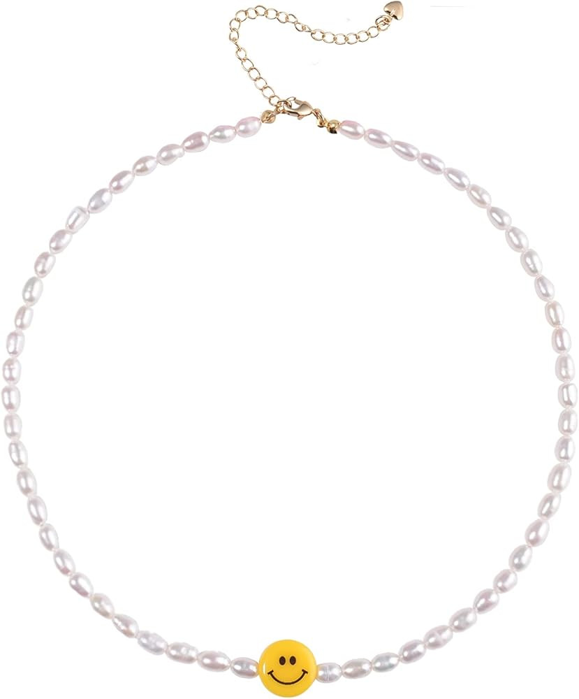 Miss Pink Natural Freshwater Pearl "Fun Flirty" Beaded Choker Necklace Handmade Summer ... | Amazon (US)