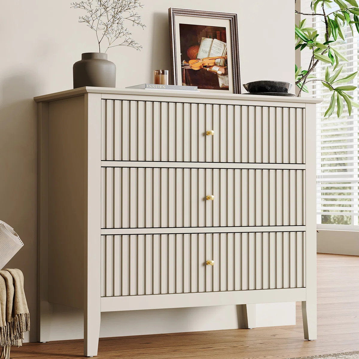 Amberrae Large 3 Drawer Dresser, Wide Chest of Drawers | Wayfair North America