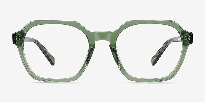 Flare Square Crystal Green Full Rim Eyeglasses | Eyebuydirect | EyeBuyDirect.com