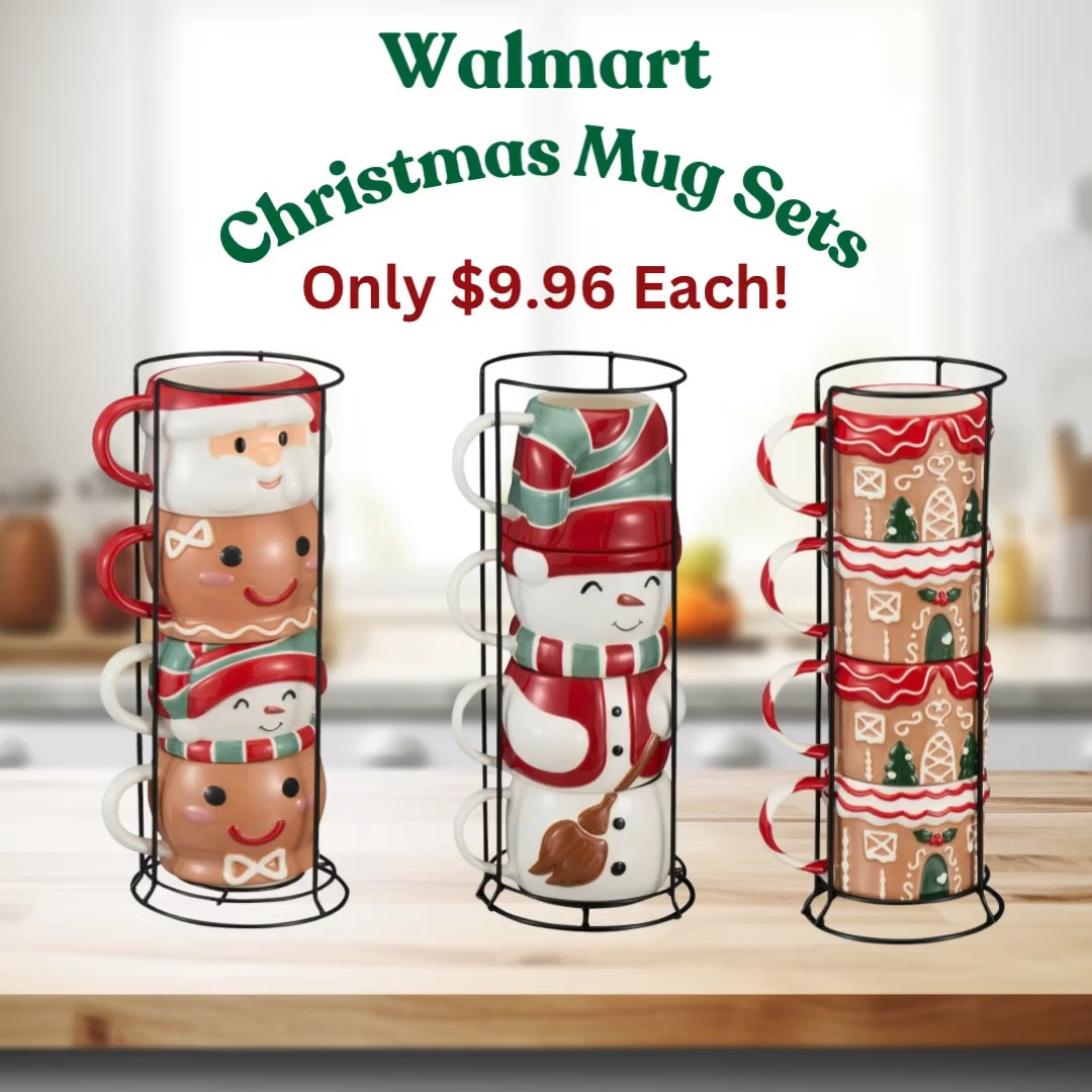 Walmart Christmas Mug sets! Only $9.96 each set of 4! Perfect for a Christmas Coffee Bar! #christmas 

#LTKSeasonal #LTKHome #LTKHoliday